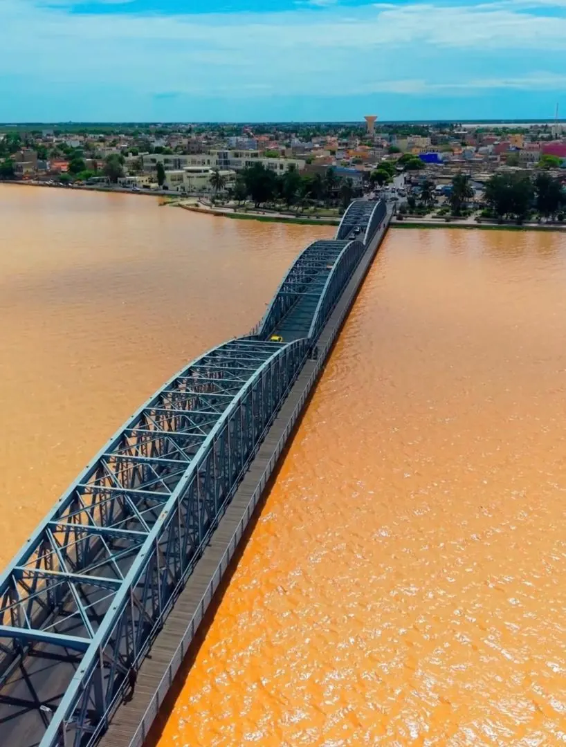 Aerial view of the Faidherbe Bridge in Saint-Louis