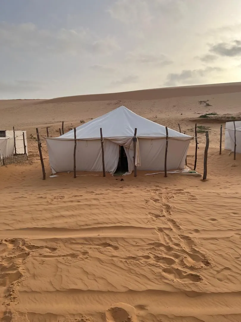 Inside a tent in Lompoul