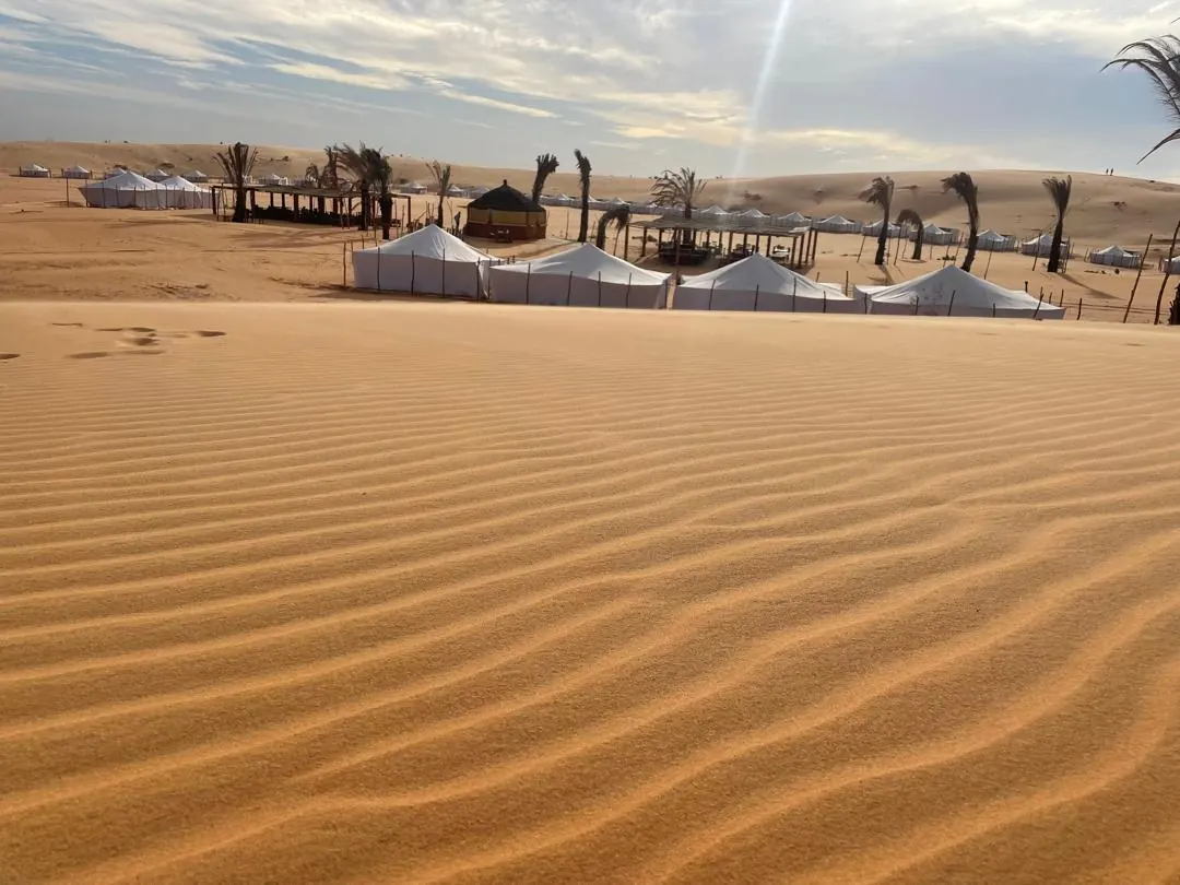 Orange dunes around the camp